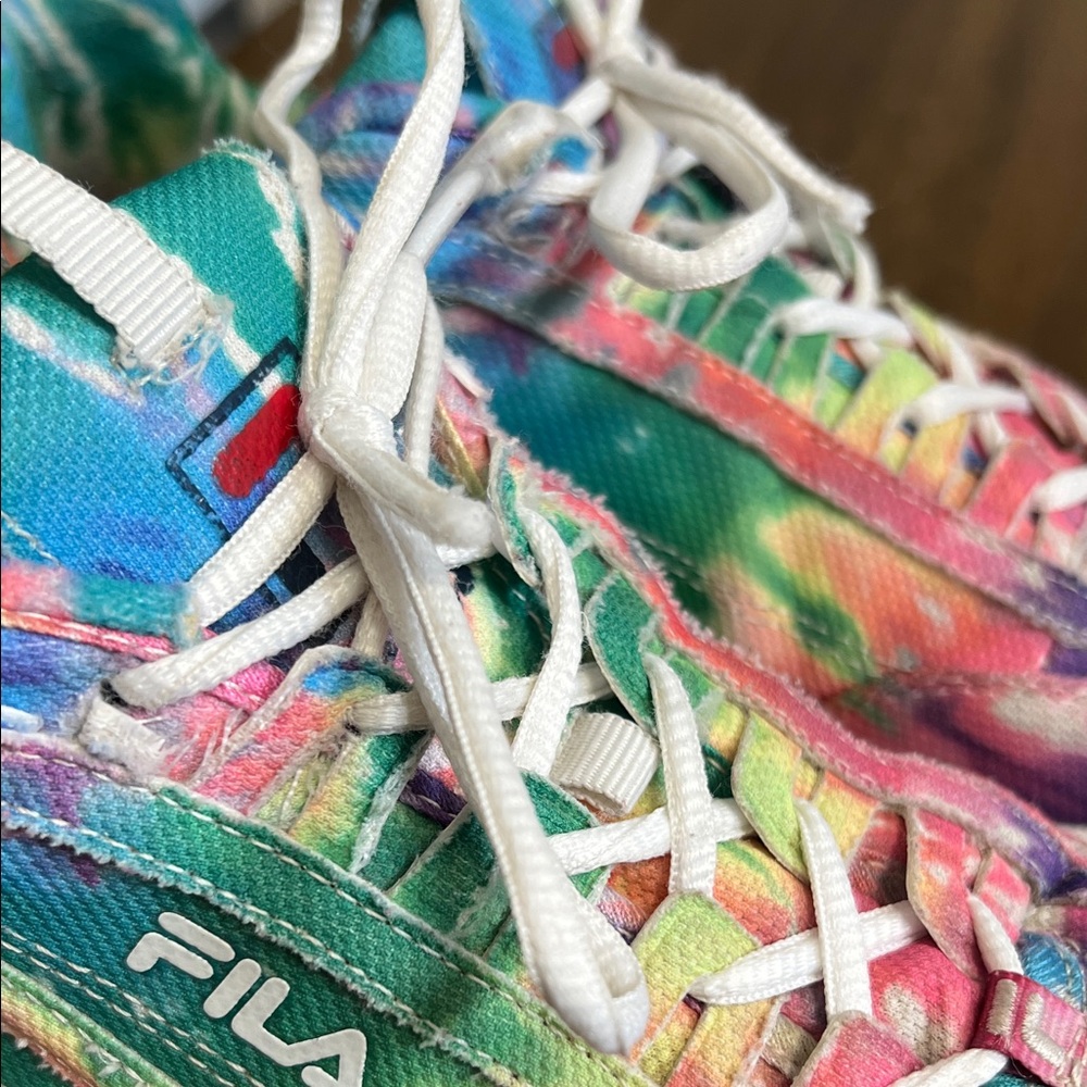FILA Tie-Dye Canvas Disruptor Sneakers Chunk Platform Womens Size 8 - Picture 9 of 15